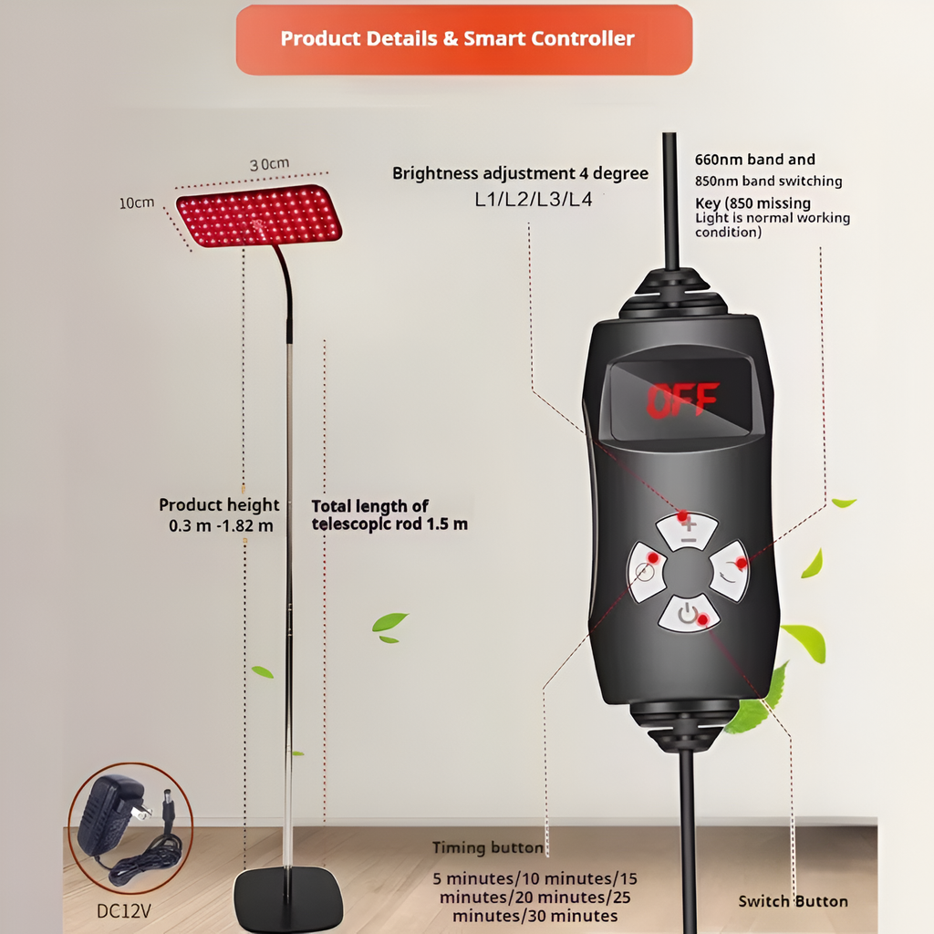 660Nm & 850Nm near Infrared Light Device 25W LED Red Light Therapy Lamp with Stand Facial Skin Care for Relief Muscle Joint Pain